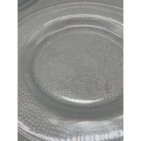 set of 3 salad desert toast plates clear glass ruff bottom pebbled 8" READ - Picture 4 of 5